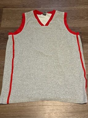 Vintage Y2K Foot Locker Ringer Tank Top Vest | Grey & Red | 2XL